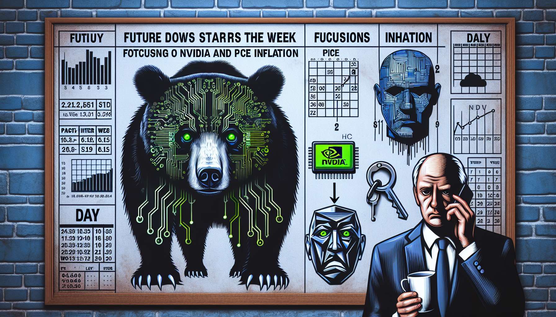 Futuro do Dow Jones cai com atenções voltadas para Nvidia e inflação nos EUA